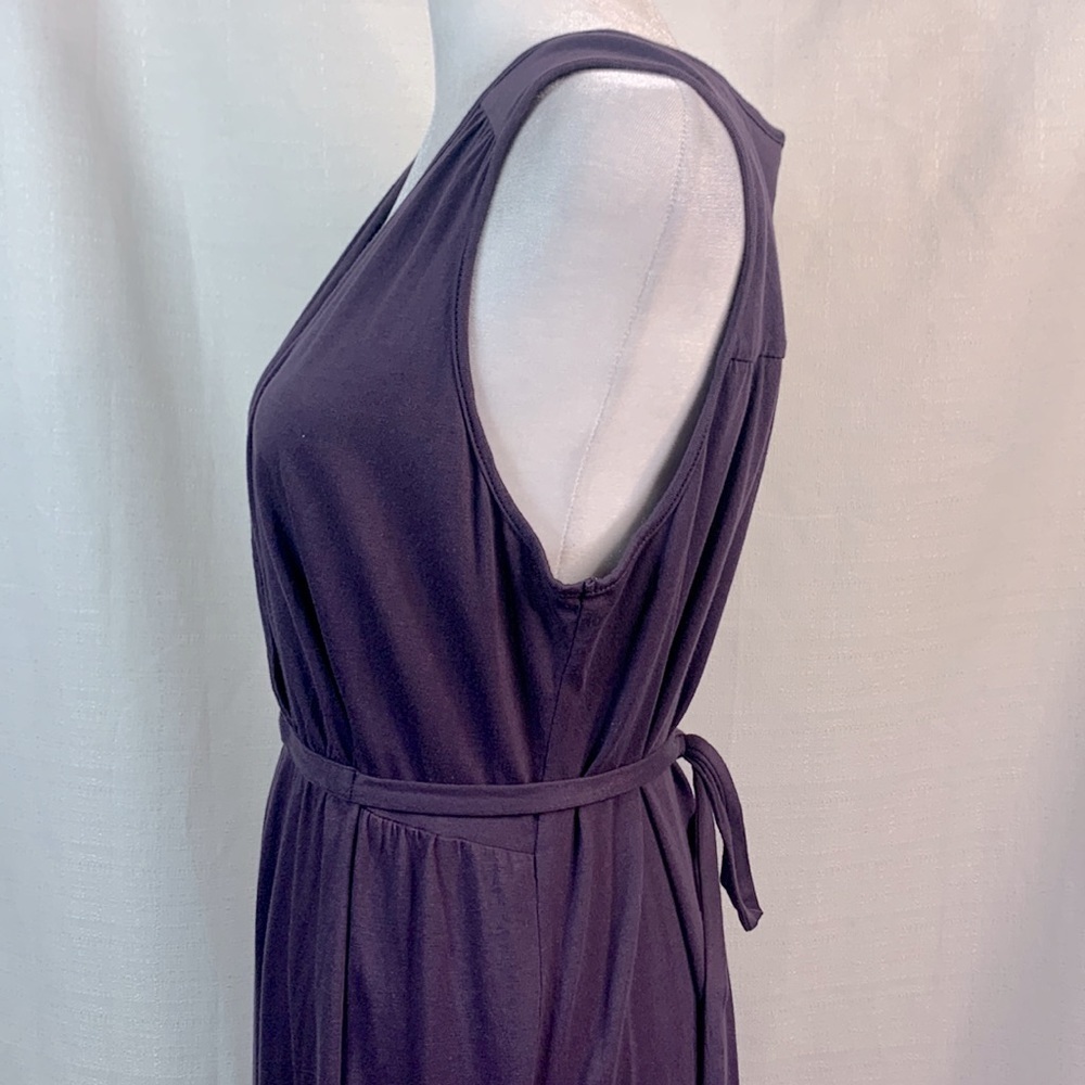 Eddie Bauer Plum V- Neck Midi Dress with Tie Waist- NWT - Picture 6 of 14